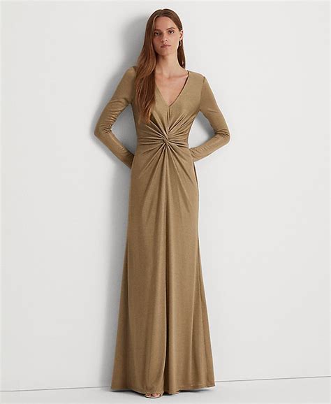 Lauren Ralph Lauren Womens Twist Front Foil Print Jersey Gown Macys