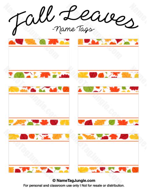 Printable Fall Leaves Name Tags