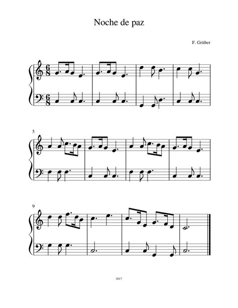 Noche De Paz Sheet Music For Piano Solo Easy