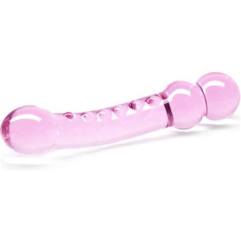 Double Pleasure Glass Dildo 2 Piece Set Clear And Pink Sex Toys
