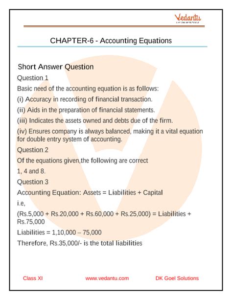 Beautiful Work Accounting Equation Class 11 Dk Goel Solutions Balance