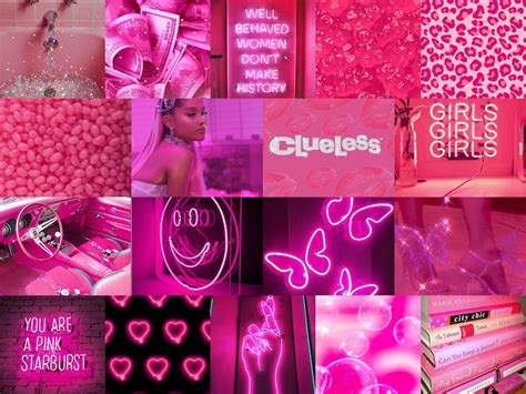 Hot Bright Neon Pink Aesthetic Girl Power Digital Download