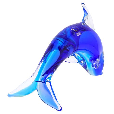 Murano Sculptures Murano Glass Dolphin Aqua Blue
