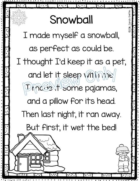 Snowball Winter Poem For Kids Poetry For Kids Kids
