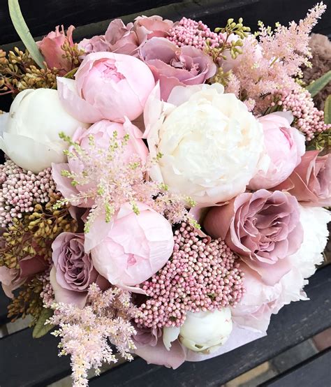 A Pretty Pink Wedding Bouquet With Pink Peonies Peonies Pretty