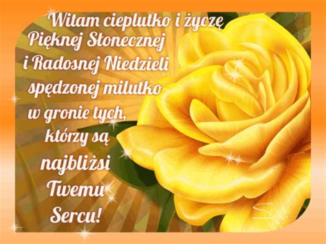 Witam radosnej słonecznej niedzieli róża - Życzenia na GifyAgusi.pl