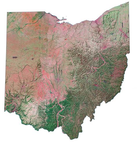 Ohio Satellite Map Large Map Vivid Imagery 12 Inch By 18 Inch