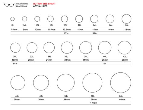 Button Size Chart Chart Size Chart Sewing Tutorials