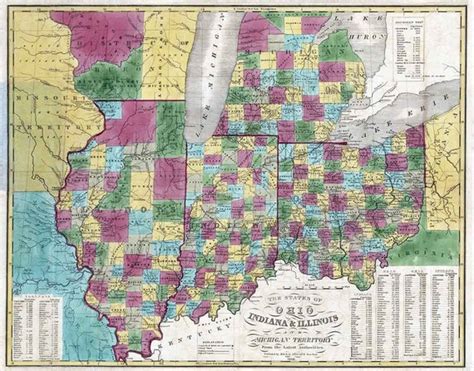 1836 Map Of Ohio Indiana Illinois Michigan Territory Etsy