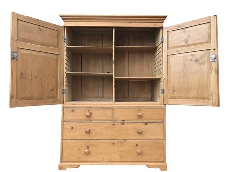 Sold Grand Imported English Scrubbed Pine Linen Cabinet Housatonic