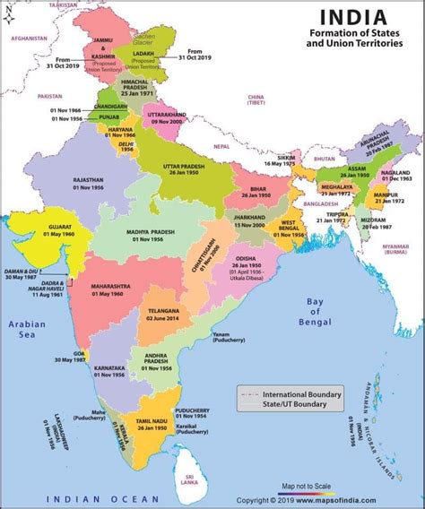 Updated Indian Map As Of 01112019 28 States And 9 Union Territories