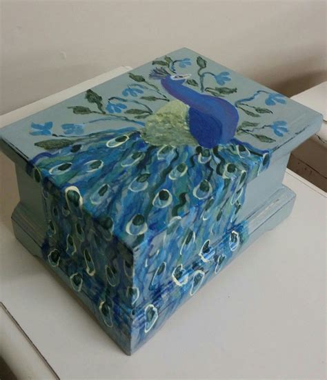 Box Hand Painted Peacock Hand Painted Recycled Furniture
