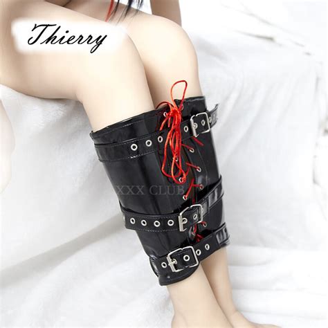 Thierry Erotic Strict Pu Leather Leg Binders Restraint Adult Game For