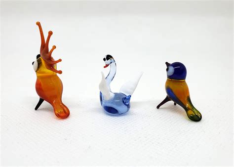 Mini Glass Figurines Set Of 3 Pieces Glass Miniature Small Etsy