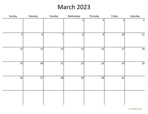 March 2023 Calendar With Bigger Boxes