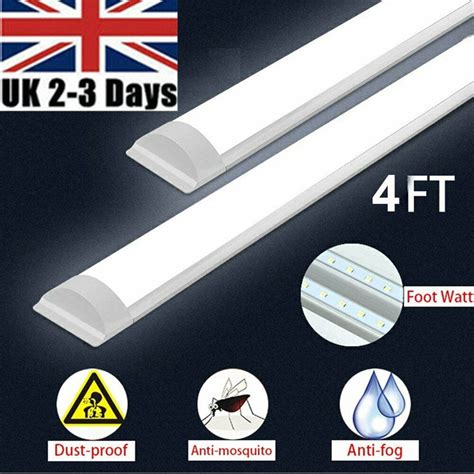 2pcs 4ft 120cm Led Batten Tube Light For Garage Workshop Shop Ceiling