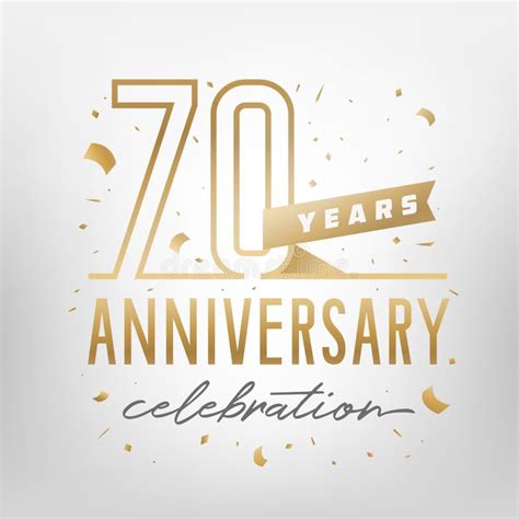 70th Anniversary Celebration Golden Template Vector Illustration