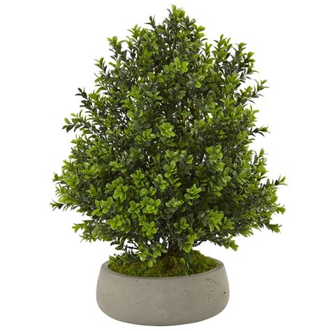 Nearly Natural Indooroutdoor Boxwood Artificial Plant In Stone Planter