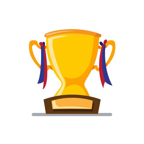 Trophy With Ribbon Champion Award Excellence Symbol Icon In Flat