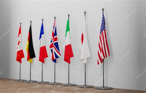 Premium Photo G7 Summit Flags Of Members Of G7 Group Of Seven And