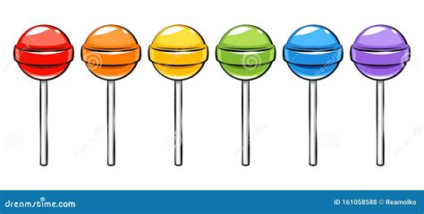 Colorful Lollipops Candies Set In Cartoon Style Stock Vector
