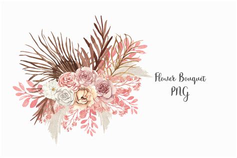 Watercolor Boho Bouquet With Dry Flowers Graphic By Julia Bogdan