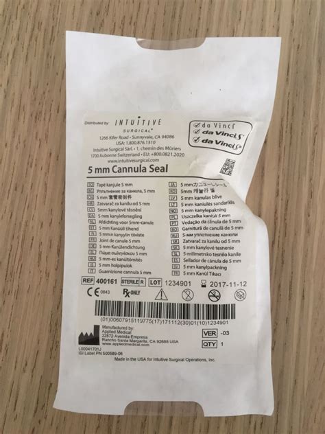 New Intuitive Surgical 400161 5mm Cannula Seal X Disposables