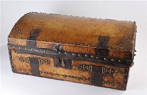 Sold At Auction Early 19th Century Leather Clad Trunk The Arched Top With Iron Fittings S