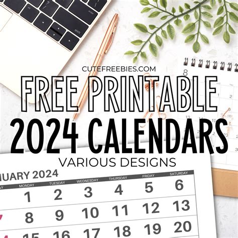 Printable Calendar 2024 Free Monthly Cute Caron Clementia