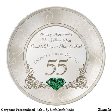 Gorgeous Personalized 55th Anniversary T Ideas Dinner Plate Zazzle