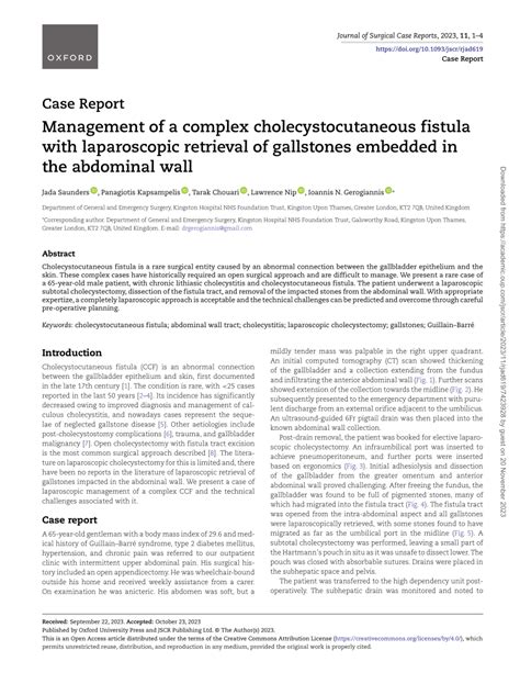 Pdf Management Of A Complex Cholecystocutaneous Fistula With