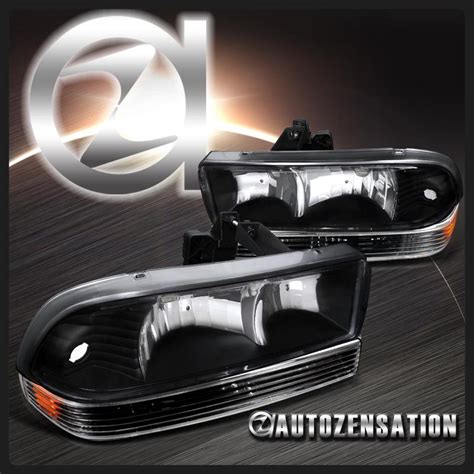 Buy 98 04 Chevy S10 Pickup Blazer Black Headlightsfront Bumper Lights