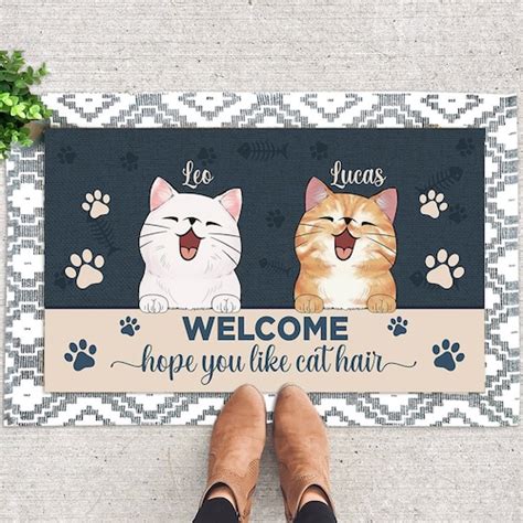 Personalized Cat Doormat Welcome Mat Funny Cat Decorative Etsy