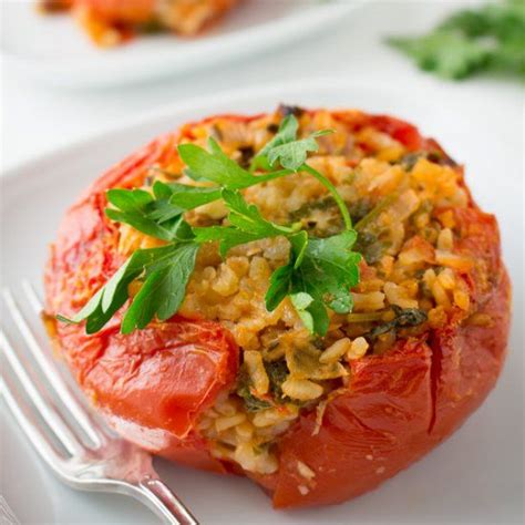 Gemista Classic Greek Summer Food Tomatoes And Peppers Stuffed With