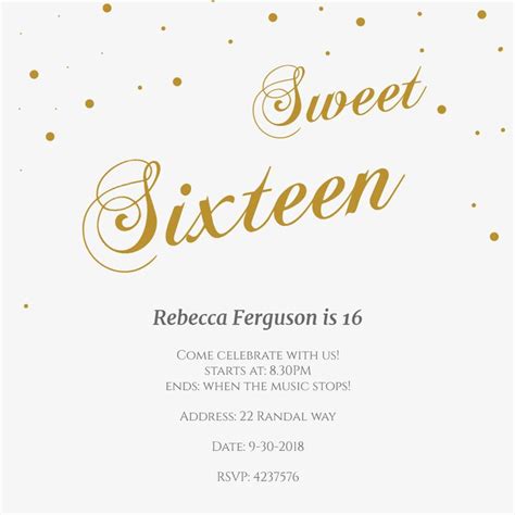 Sweet 16 Golden Flakes Sweet 16 Invitation Template Free
