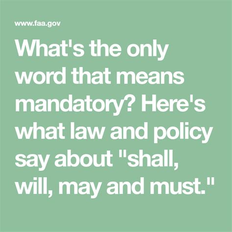 Whats The Only Word That Means Mandatory Heres What Law And Policy