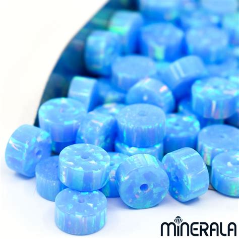 Lab Created Sky Blue Opal Bead Round Roundel Hishi Shape Various Sizes