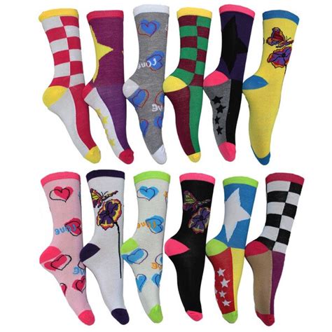Womens Fun And Colorful Crew Socks Pack Of 12 Pairs Free Shipping On Orders Over 45