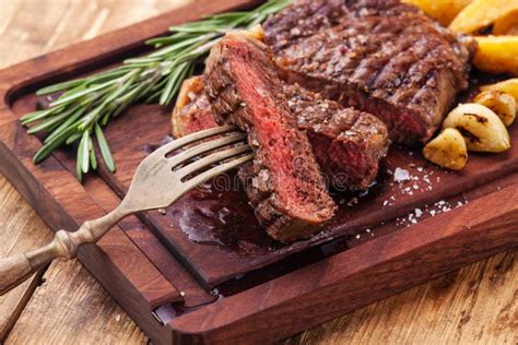 Sliced Medium Rare Grilled Steak Ribeye Stock Photo Image Of Meal