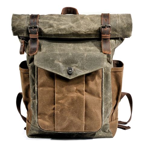 Muchuan Luxury Vintage Canvas Backpacks For Men Oil Wax Canvas Leather