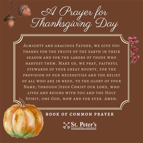 A Prayer For Thanksgiving Day Thanksgiving Prayer Book Of Common