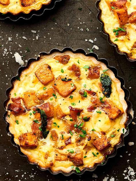 Easy Cheesy Bacon Breakfast Tart Recipe W Sweet Potatoes And Spinach