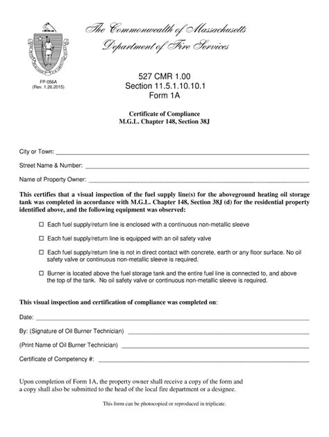527cmr Form 1a Fill And Sign Printable Template Online Us Legal Forms