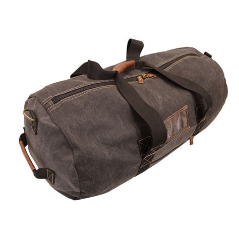 Fib 70cm Canvas Duffle Bag Travel Heavy Duty Large Black Ebay