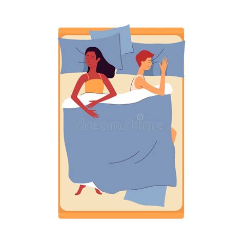 Loving Couple Man And Woman Characters Sleeping Vector Illustration Isolated Stock Vector