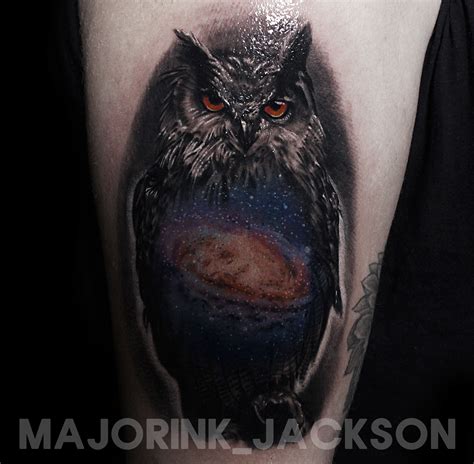Owl And Space Galaxy Tattoo Owl Tattoo Word Tattoos