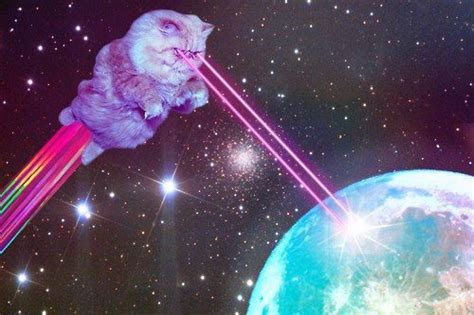 Suuper Gato Destruyendo La Tierra Con Su Rasho Laser Gato Espacial