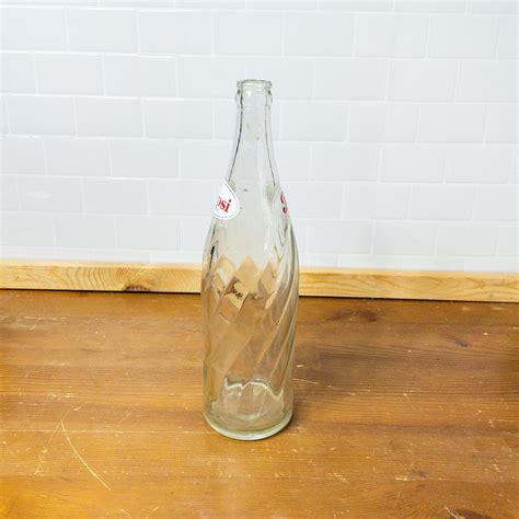 Vintage Pepsi Bottle Swirl Glass Dual Logo Xl 26oz Size 1970s
