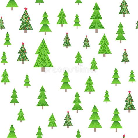 Christmas Tree Seamless Pattern Winter Forest Pine Trees And