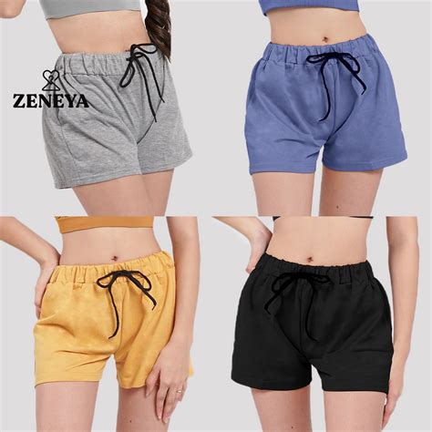 Zeneya Candy Shorts For Women Korean Pambahay Casual Tiktok Drawstring